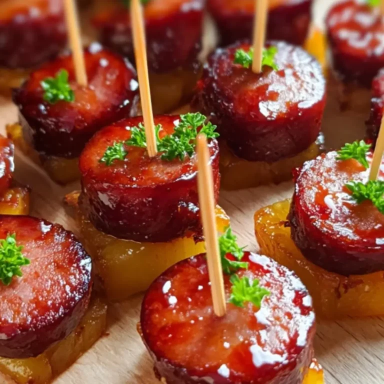 Glazed Pineapple Kielbasa Bites – Three Chicks and a Whisk