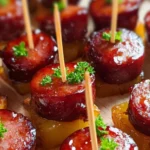 Glazed Pineapple Kielbasa Bites – Three Chicks and a Whisk