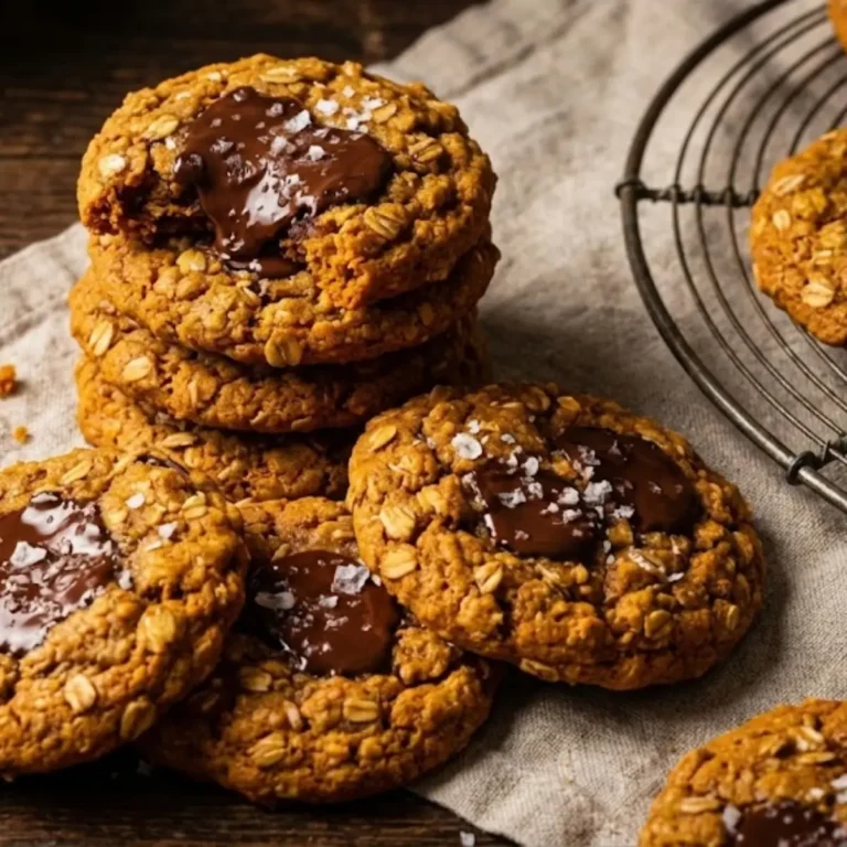 Brown Butter Pumpkin Oatmeal Cookies with Gooey Centers