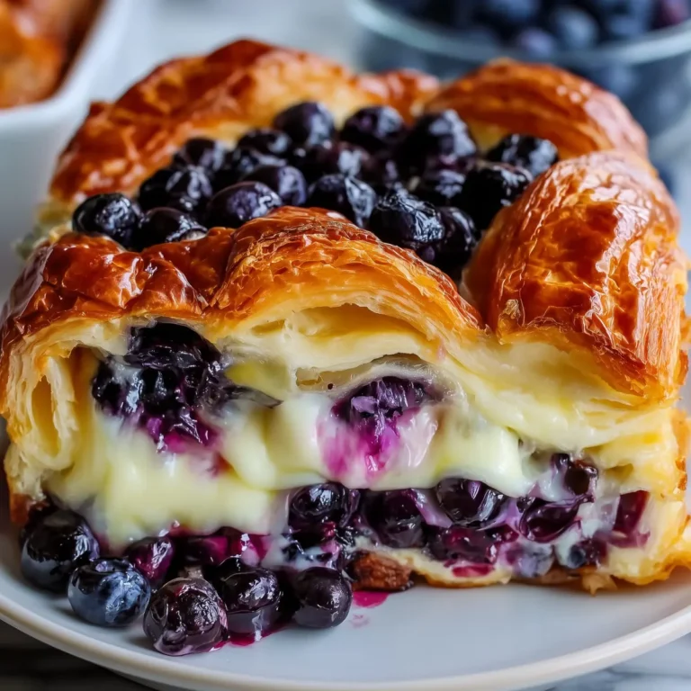Blueberry Cream Cheese Croissant Casserole