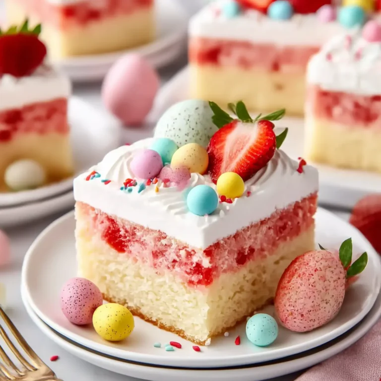 Strawberry Easter Poke Cake