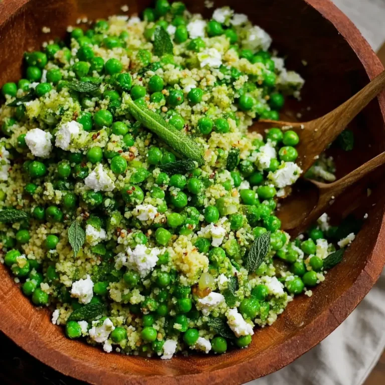 Spring Pea Feta Couscous Salad with Basil Vinaigrette