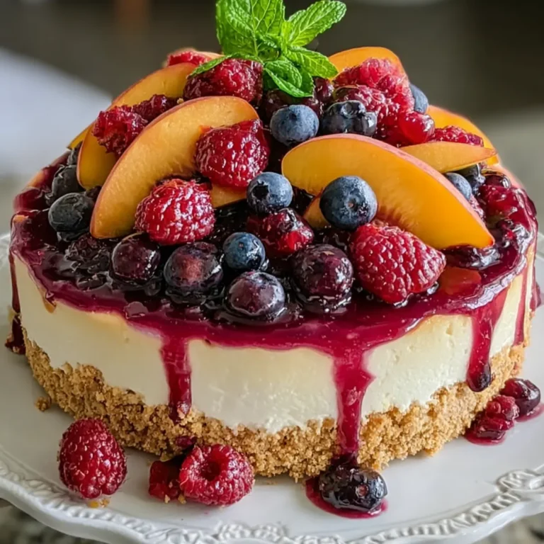 Summer Berry Peach Cheesecake