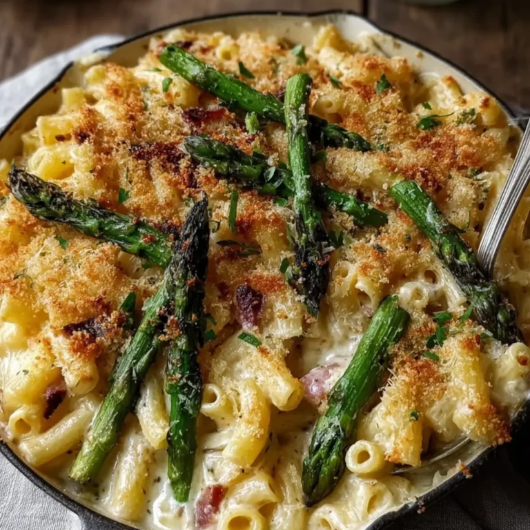 Creamy Asparagus and Ham Pasta Bake