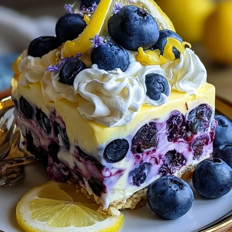 No-Bake Lemon Blueberry Cream Cake