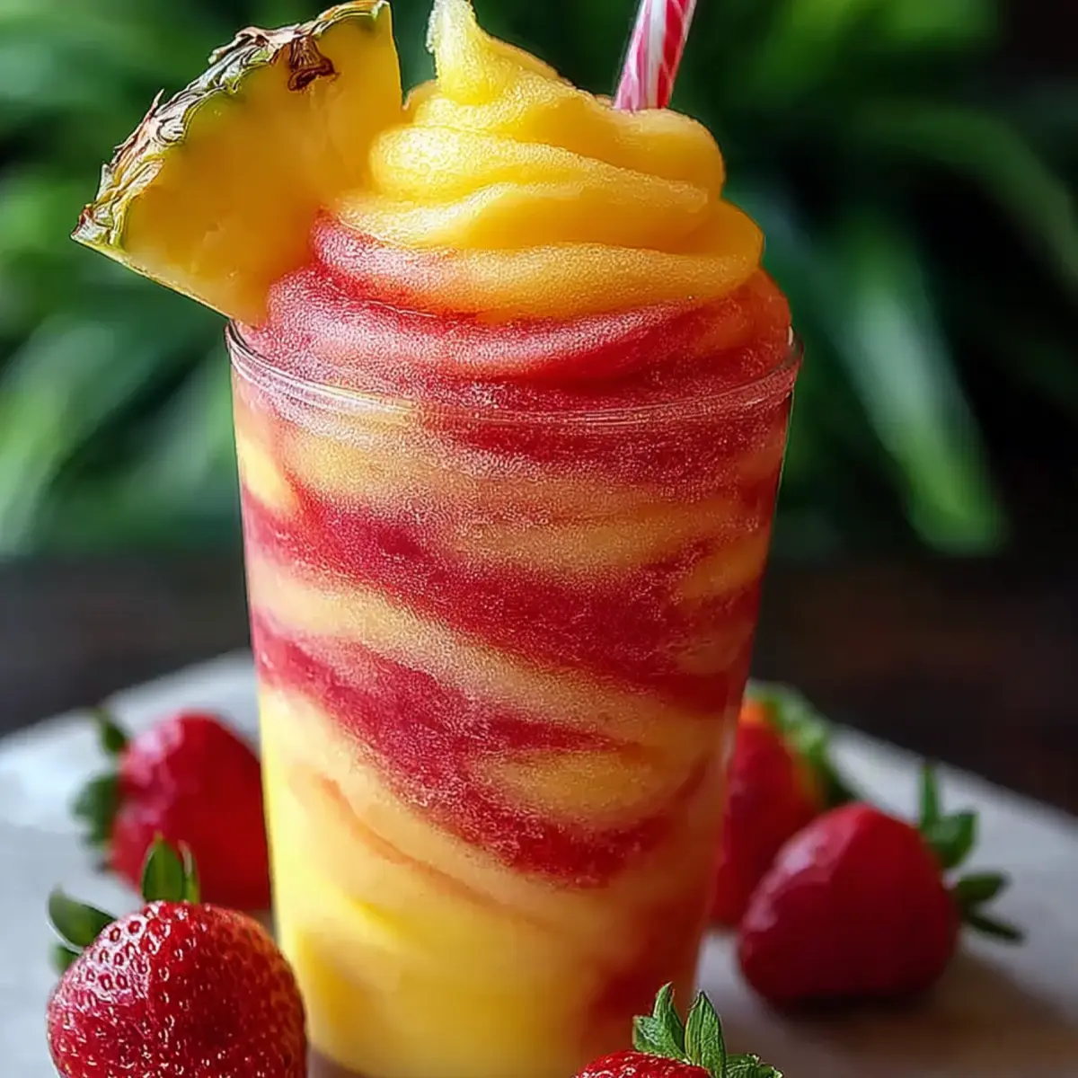 Pineapple Strawberry Swirled Slushies