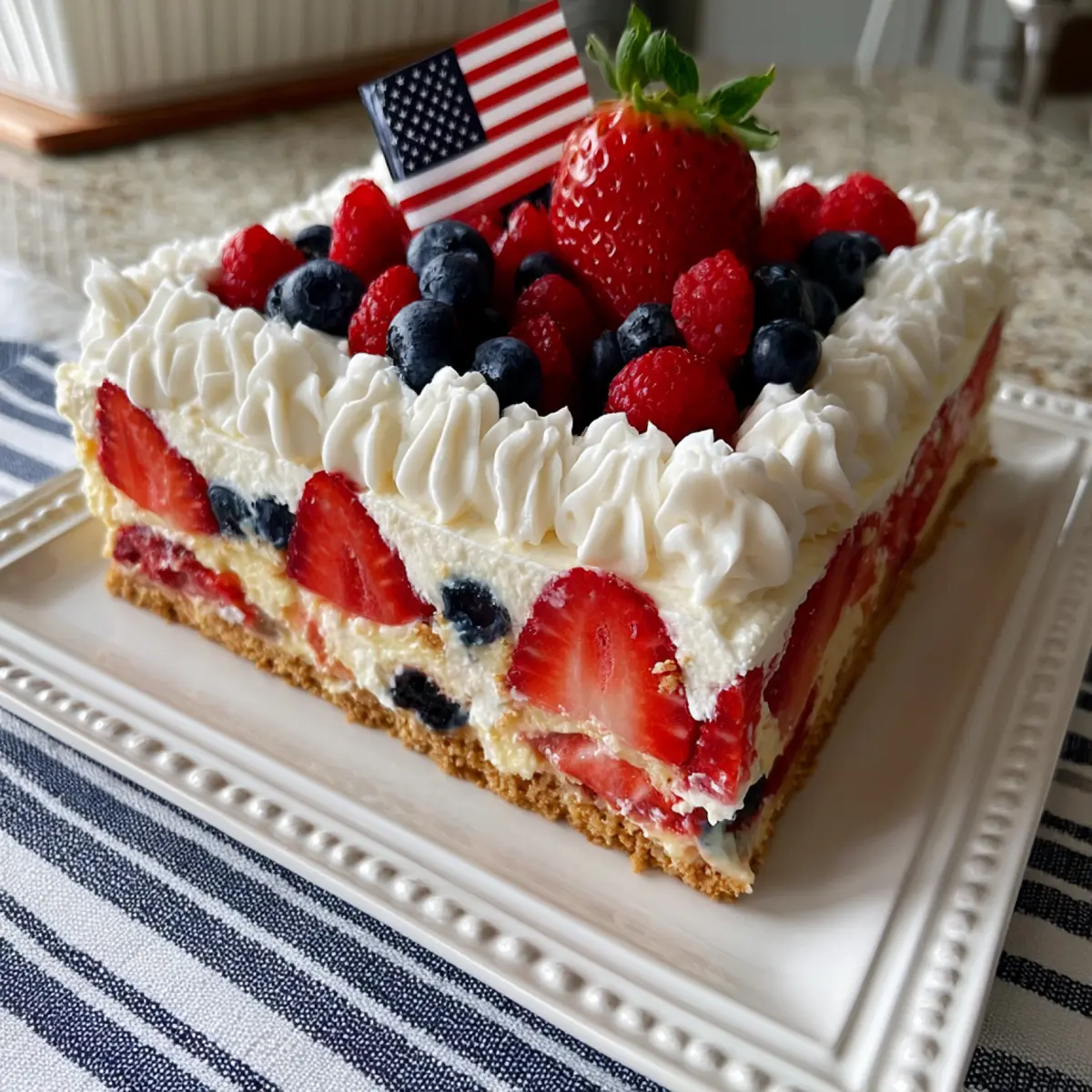 4th of July Cheesecake Lasagna