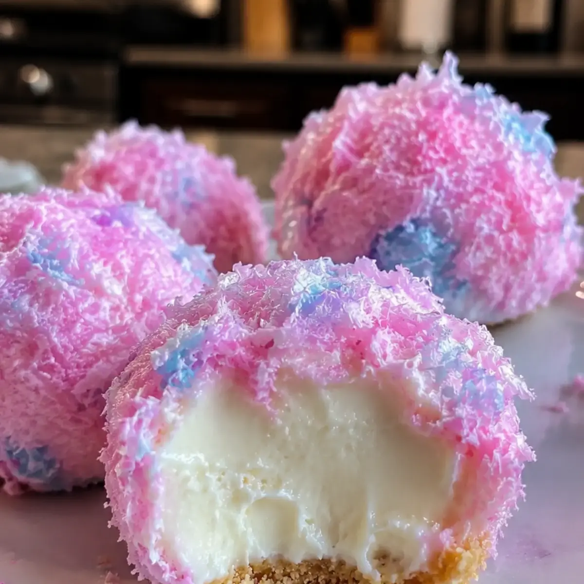 Cotton Candy Cheesecake Bombs