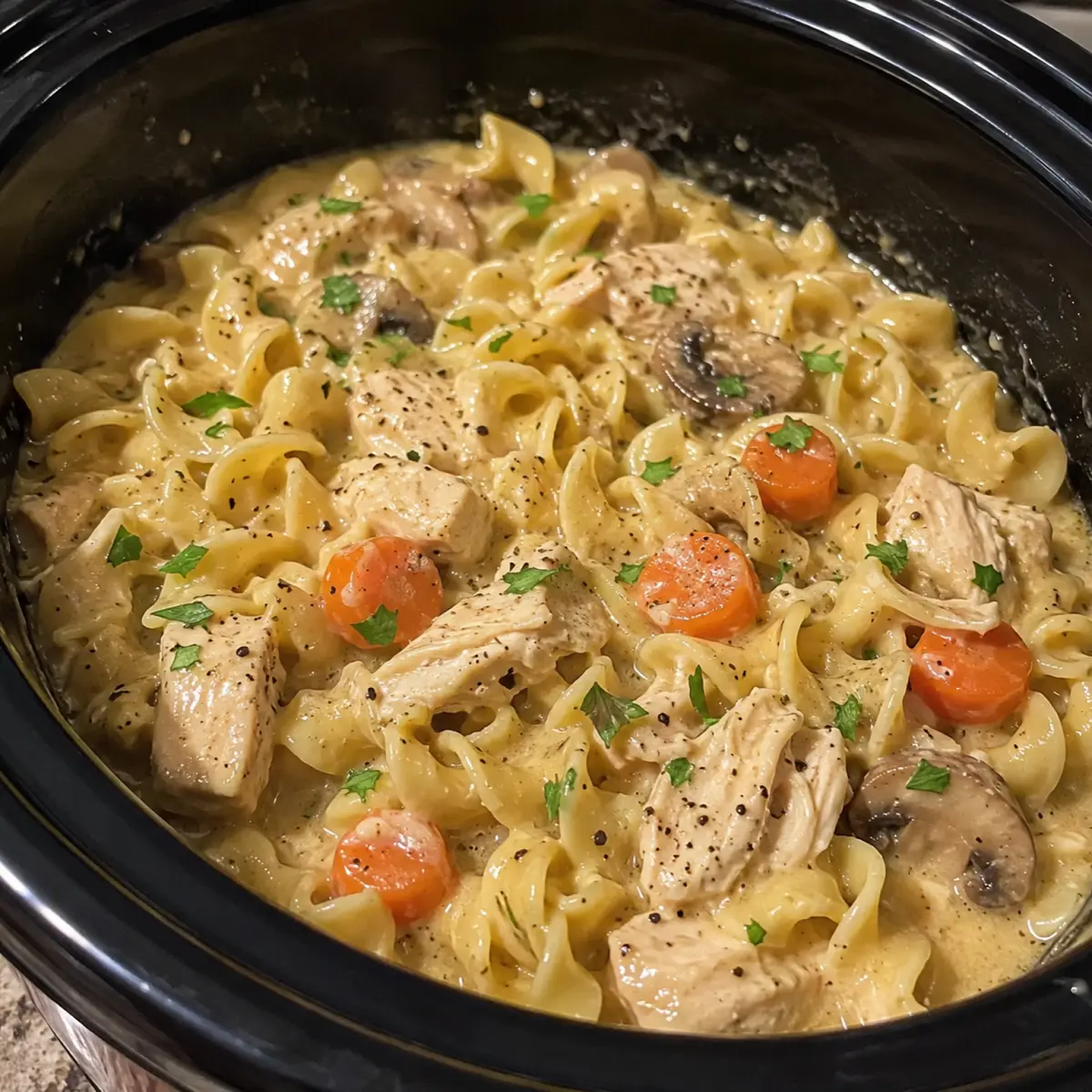 Crockpot Creamy Chicken and Noodles
