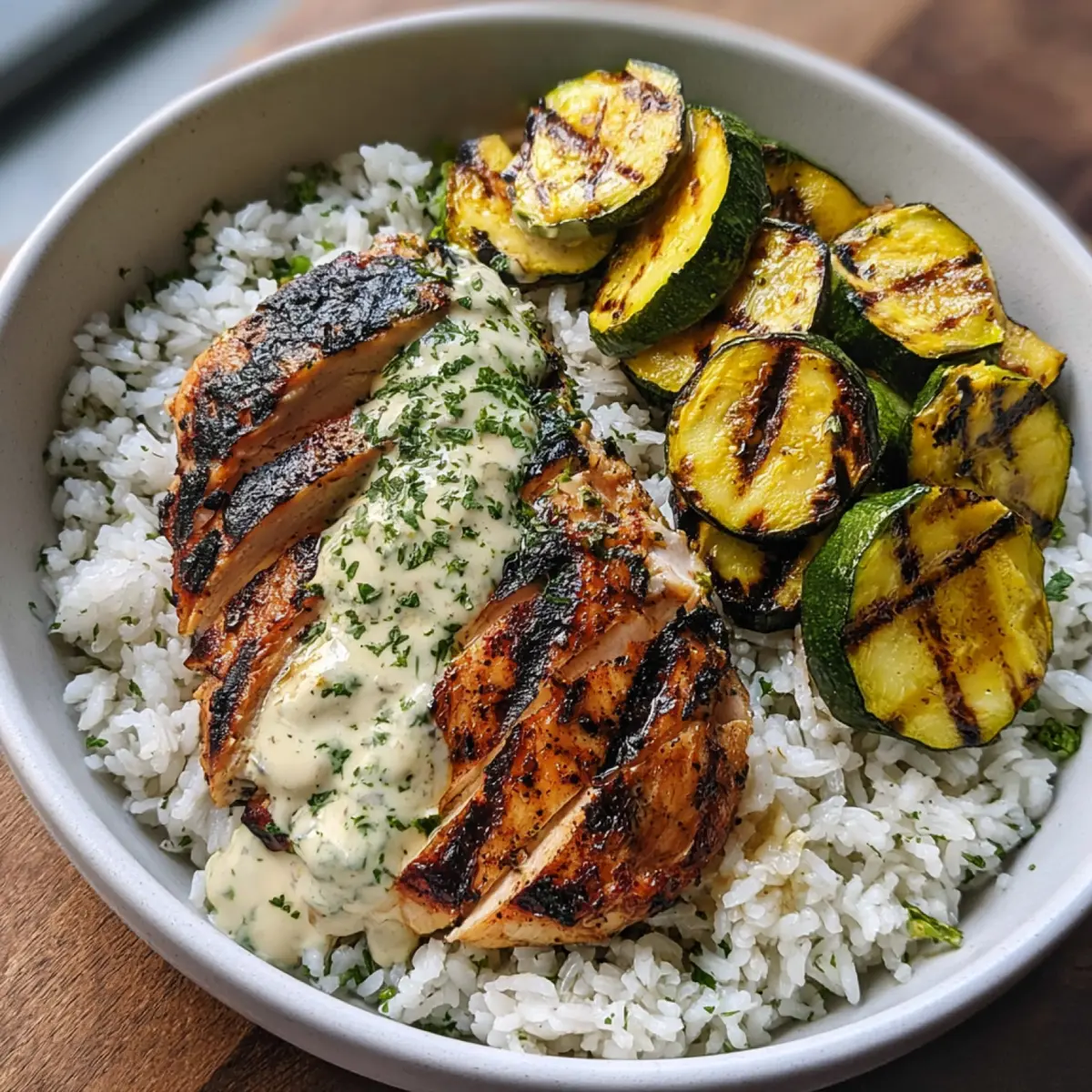 Grilled Chicken & Zucchini Rice Bowls