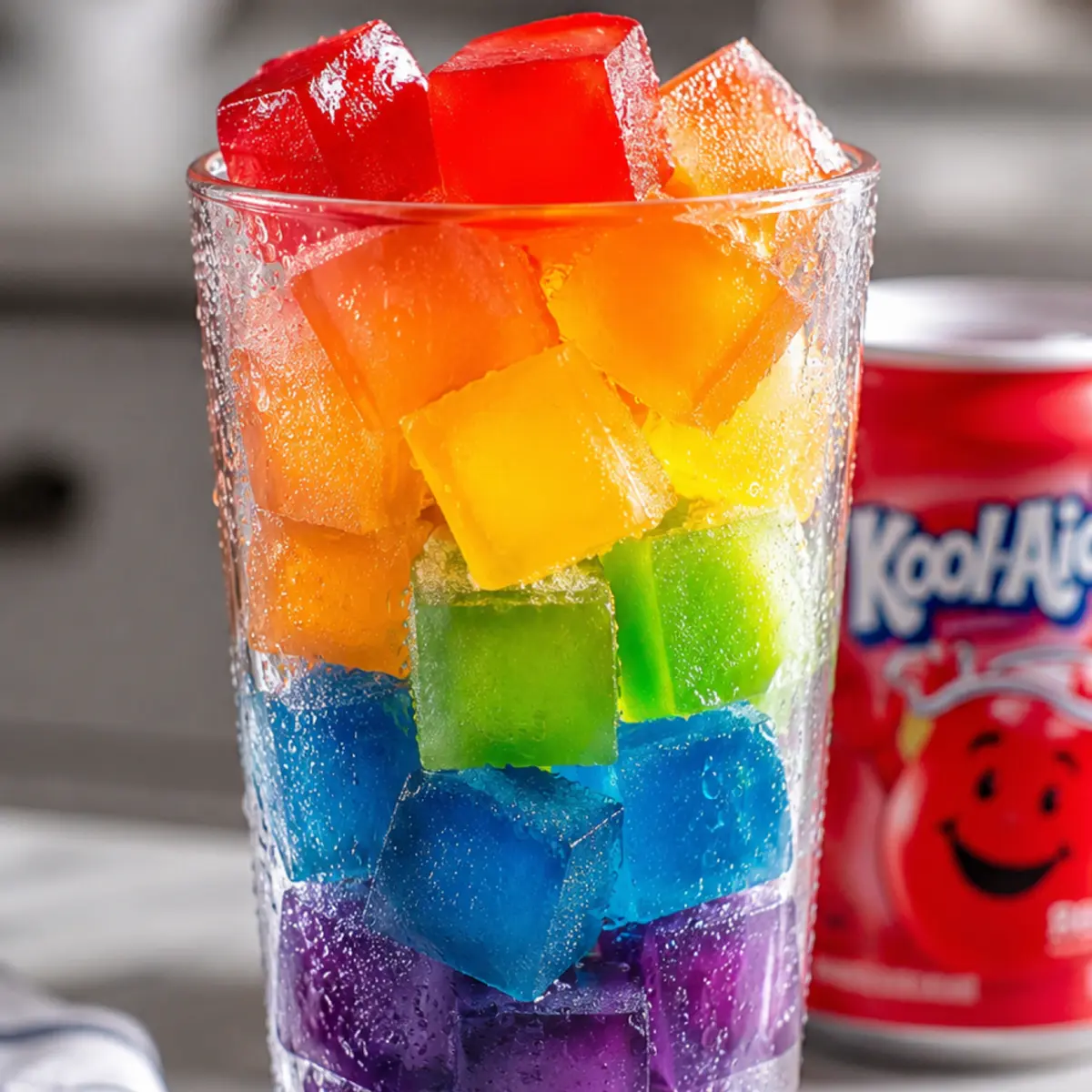 Kool Aid Rainbow Ice Cubes
