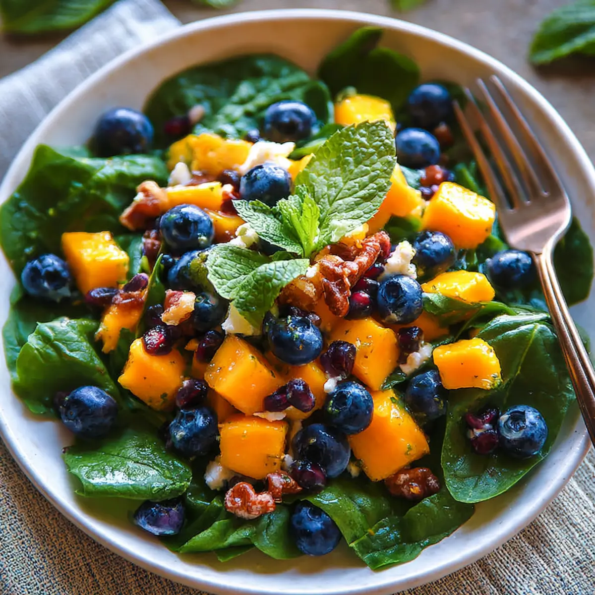 Mango Salad with Spinach and Blueberries