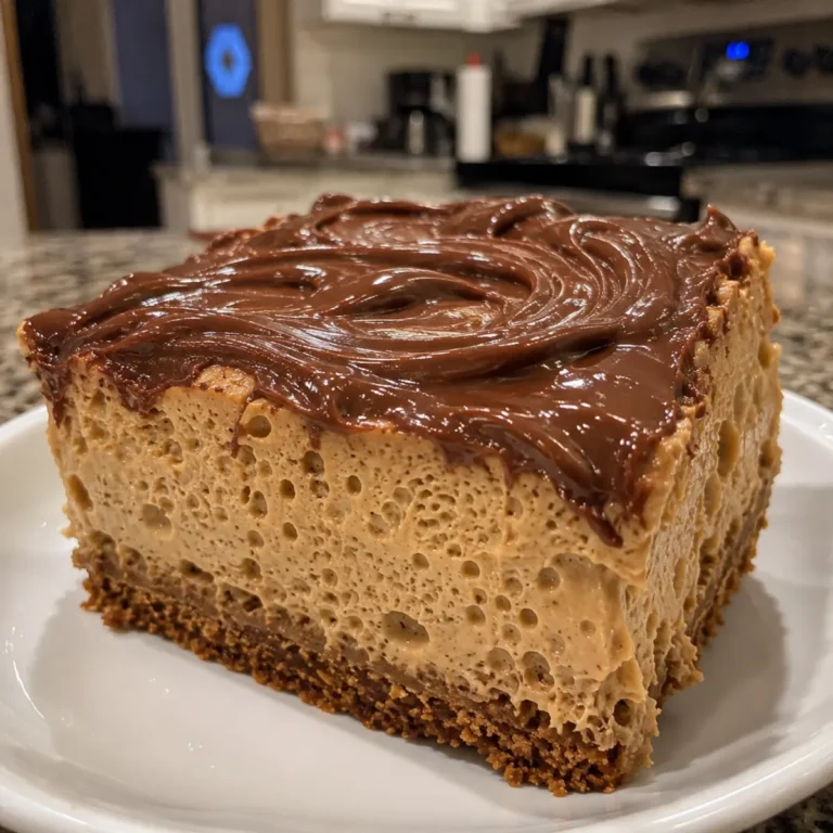 No-Bake Peanut Butter Chocolate Cloud Swirl Poke Cake