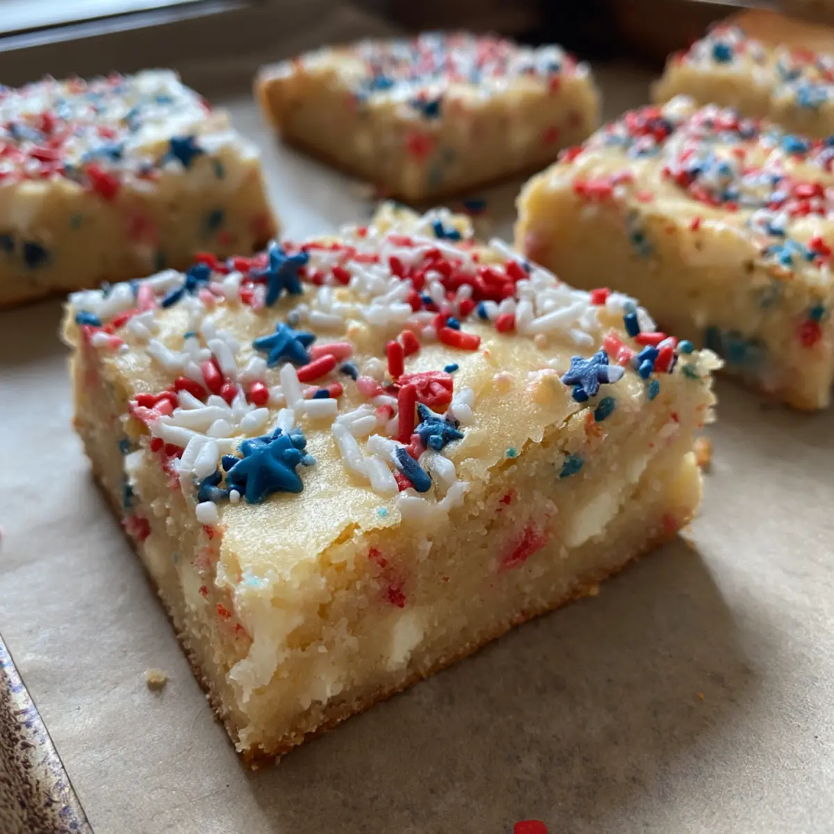 Patriotic Cake Batter Blondies
