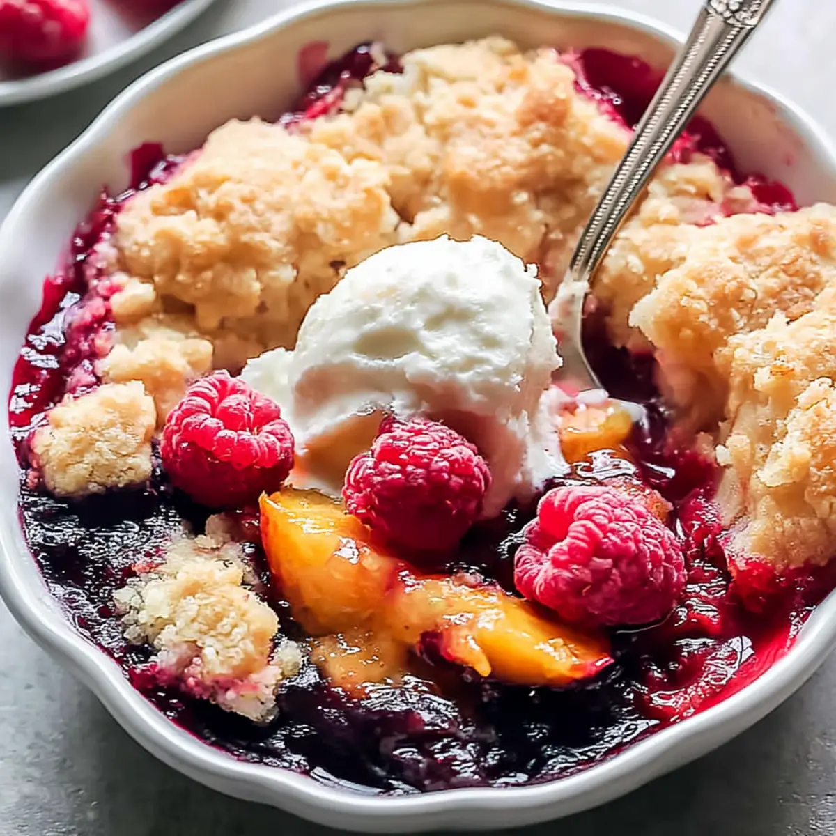 Peach and Raspberry Cobbler