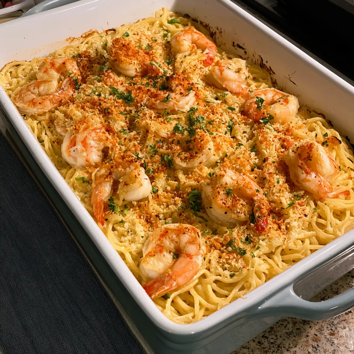 Shrimp Scampi Pasta Bake
