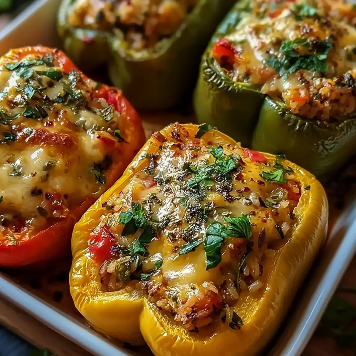 Vegetarian Stuffed Bell Peppers with Rice